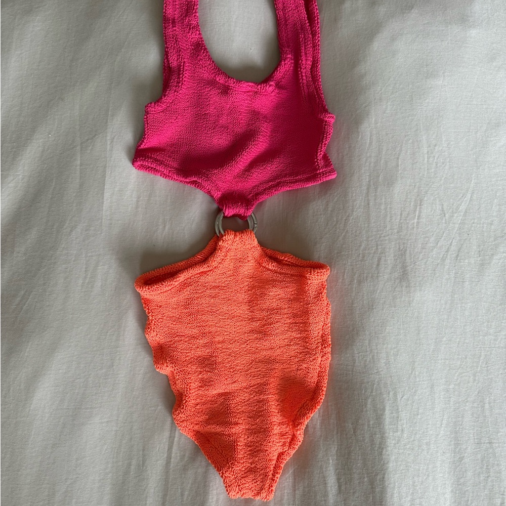 Hunza G Pink and Orange One Piece Swimsuit bikini - Picture 4 of 7